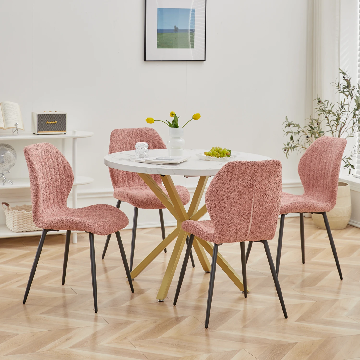 EGOONM Modern Luxury Dining Table Imitation Marble Effect Household Round Dining Table Simple Cafe Tables Home Furniture 100CM 11 kf S44ba49fba35a4228989e083bdb2dcf54g