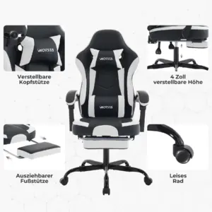 WOTSTA Gaming Chair with Footrest Gamer Chairs Ergonomic with Lumbar Cushion Headrest Chair Height Adjustable Computer Chair 4 kf S44c1ec693eb742c9a7fd4573b68441b7M