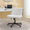 Criss Cross Chair with Wheels, Wide Seat Home Office Desk Chair, Vanity Chair, Cross Legged Swivel Chair, Computer Task Chair