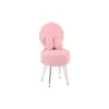 Plush Flannel Vanity Stool with Bowknot Backrest & Storage, Foldable Back Makeup Chair with Cushioned Seat & Metal Legs