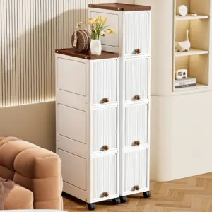 Slim Cabinet 20cm Wide Rolling Storage 2-6 Tiers Large Capacity Space-Saving Heavy-Duty for Kitchen Living Room Bedroom