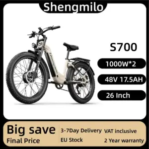 Shengmilo S700 Adult Electric Bicycle 26 Inch Fat Tire Men's Electric Bike 2000W Men's E-Mountain ebike 48V 840WH Battery,