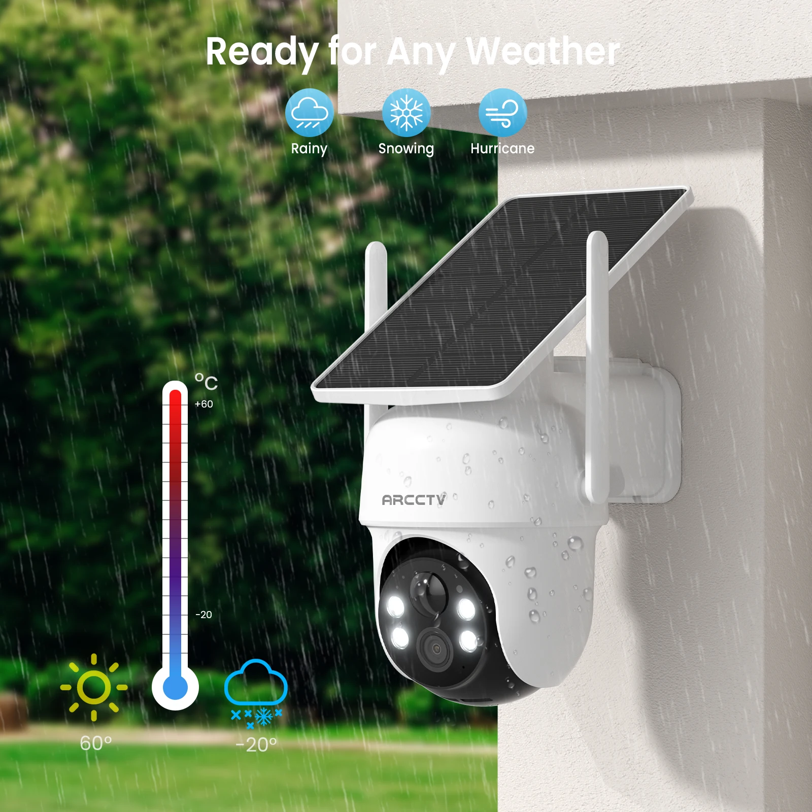 ARCCTV 4MP Wifi Solar Camera Kit Outdoor Wireless Security Surveillance Camera Set Siren Alarm Humanoid Detection Two Way Audio 15 kf