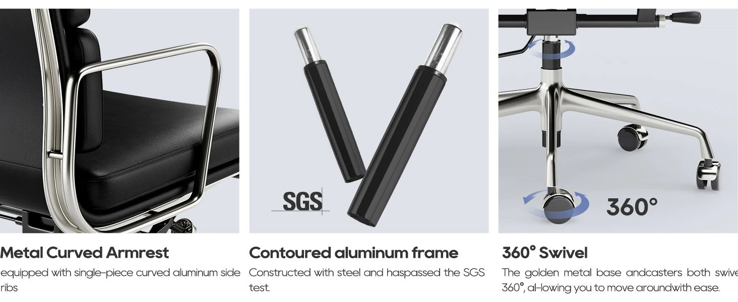 Adjustable Genuine Leather Office Chair with Lumbar Support Alloy Arms Base Executive Chair Ergonomic Desk Computer Chairs 12 kf S480744a46b954b44bec7aa5277503e9c0