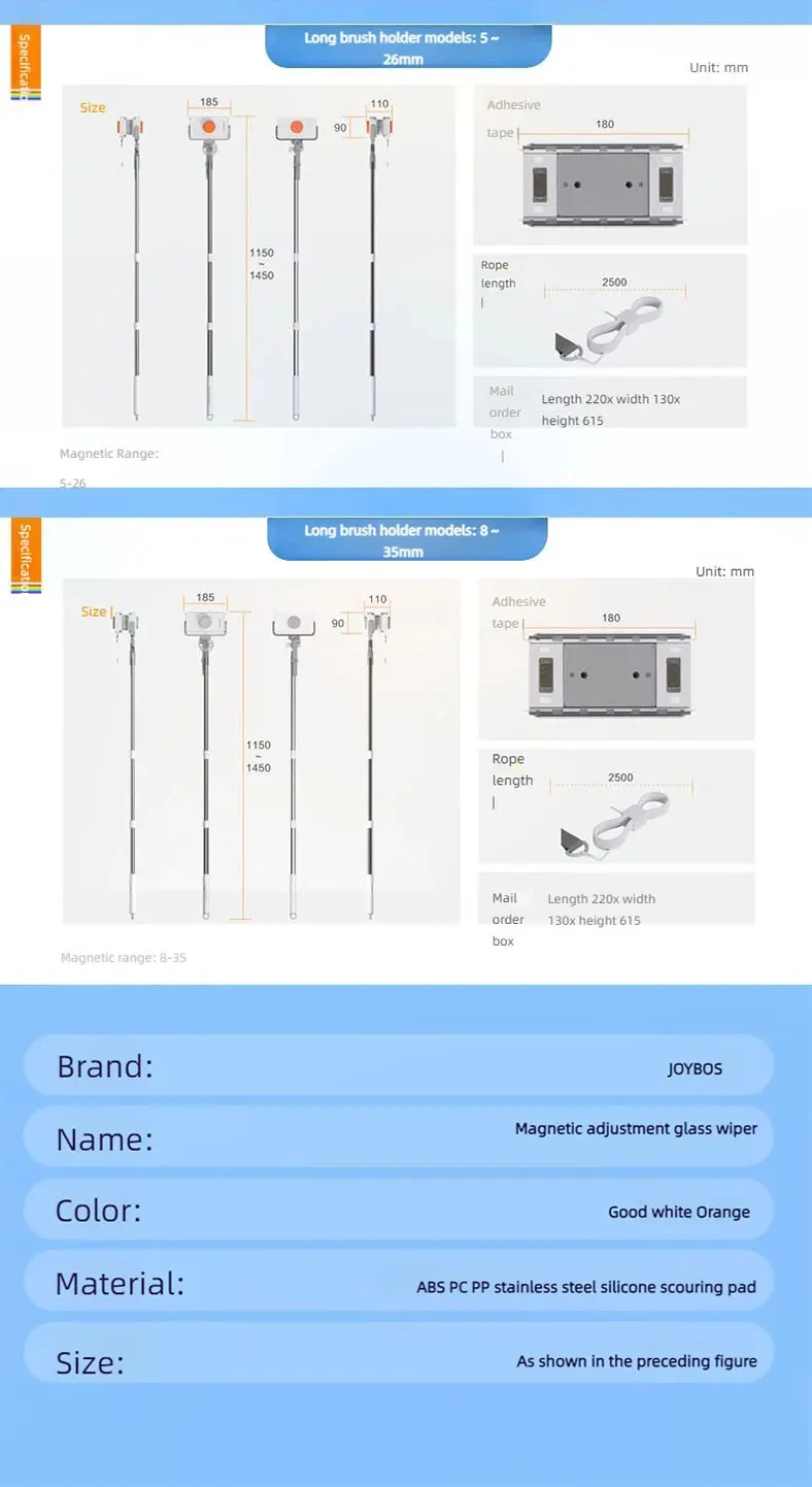 Window Cleaner JOYBOS Unlimited Adjustable Magnetic Glass Professional Double With Telescopic Rod Window For Home Cleaning Brush 19 kf S48a2dd89320a47469a7ce195f8428d399