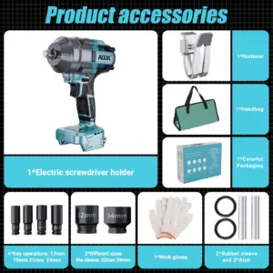 Anajqaqia Electric Wrench, 1600nm Digital Display 6 Speed Adjustment, 21V Lithium Battery, Power Tools, Power Tools Combo Set