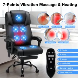 Gaming Chair Massage Office Chair Ergonomic with Heating and 7 Vibration Points Footrest, 200KG Load Capacity Executive Chair