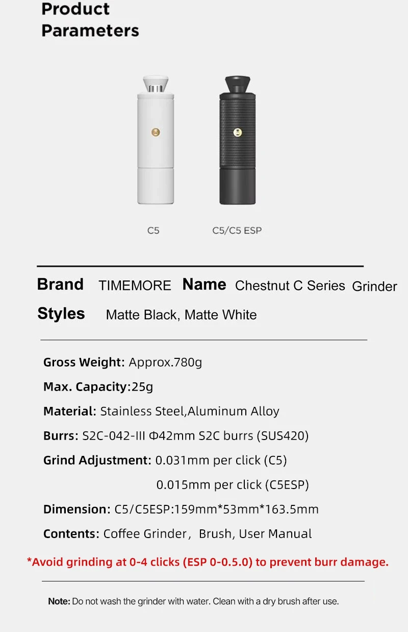 TIMEMORE Chestnut C5/C5ESP Portable Manual Coffee Grinder Hand Espresso Grinder S2C 42mm Burr Inside Higher Grinding Efficiency 9 kf S4a68218860434098bc2ab3e265ded3a2V