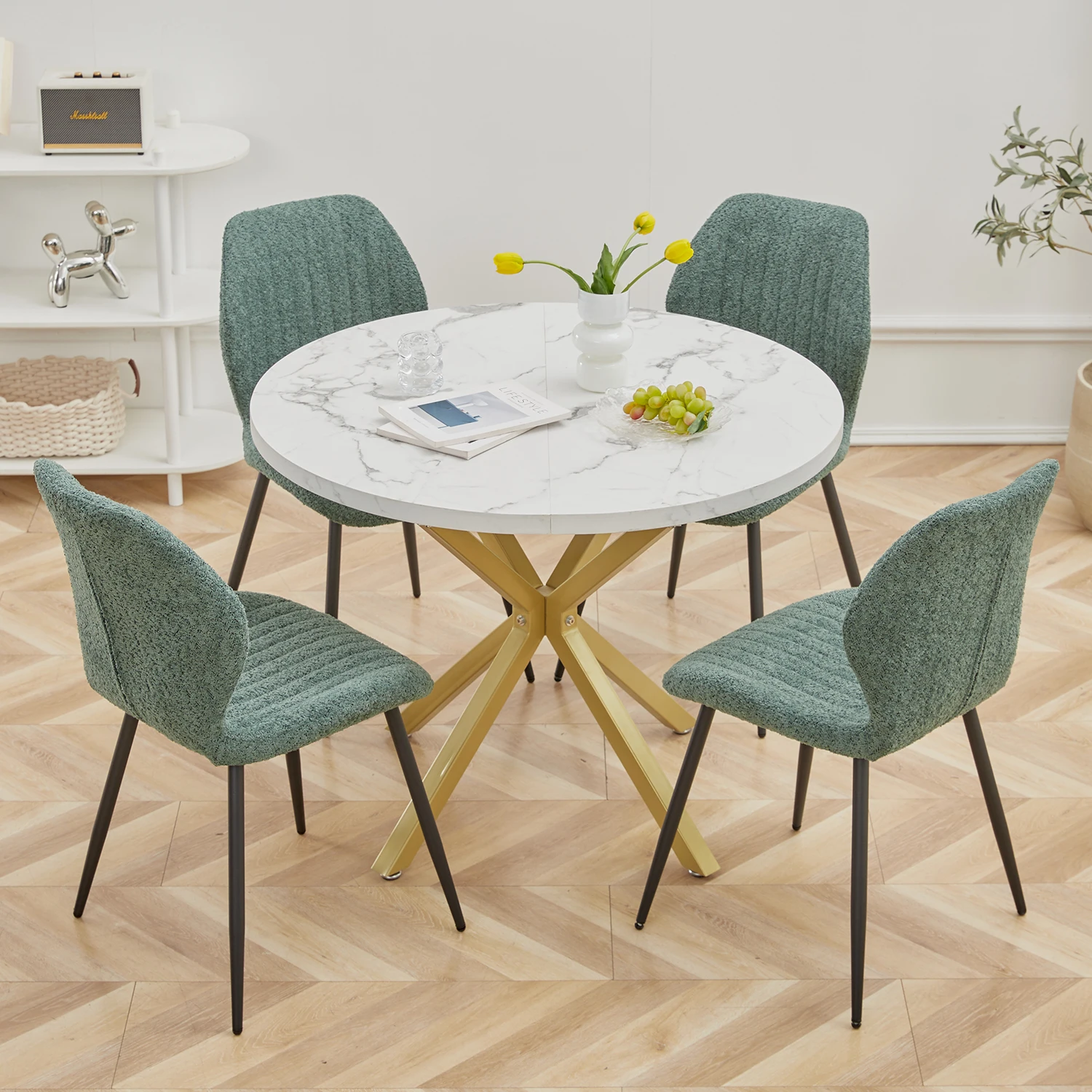 EGOONM Modern Luxury Dining Table Imitation Marble Effect Household Round Dining Table Simple Cafe Tables Home Furniture 100CM 12 kf S4b4452c764904d2989fdc34ad6a2f050Y