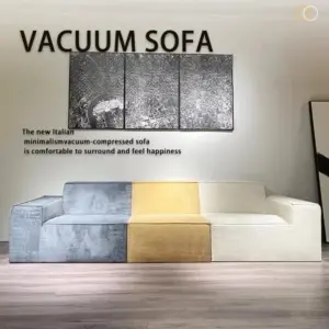Compressed Sofa Fabric Vacuum Corduroy Tofu Block Sofa Combination Full Sponge Shaped Straight Sofa High Resilience Sponge