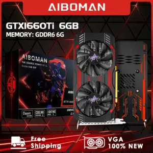 AIBOMAN GTX1660Ti 6GB GDDR6 192Bit 1530MHz GPU PCI-E 3.0 HDMI DP DVI Output Gaming Graphics Card by