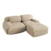 82 ''Modular Corner Sofa, Corduroy Upholstery, Curved Armrests, No Assembly, High-Elastic Foam Filling, for Living Room, Beige.