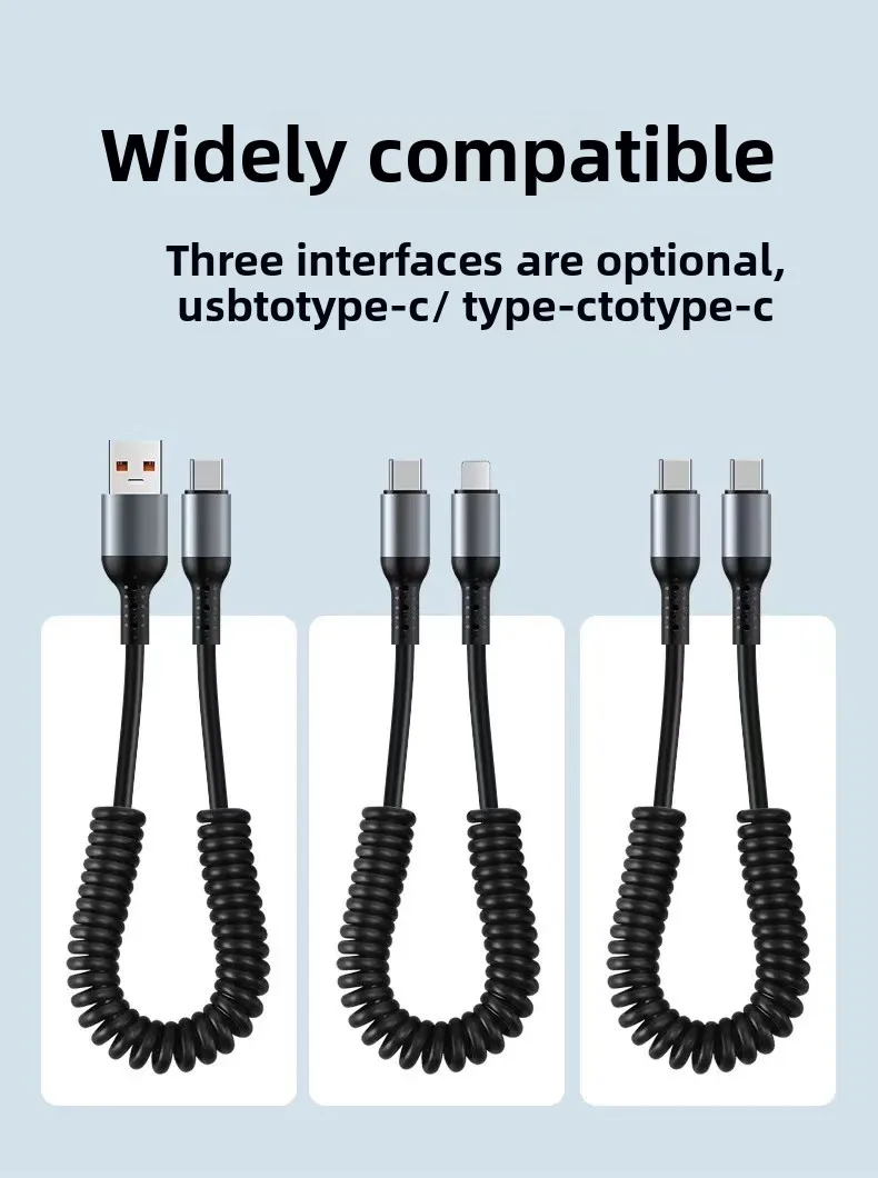 25CM To 1M Car Spring Data Cord 6A Short Fast Charging Wire USB C TO USB C Cable For iPhone15 Huawei Xiaomi Samsung Type c Cable 15 kf S4d94067ba89548758ffa53ee6c384b70j