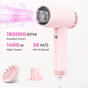 Hair Dryers 160,000 RPM 9 Temps Set Ionic Blow Dryer High Speed Fast Drying 1 Min 500 Million Negative Ions Hairdryer for Smooth