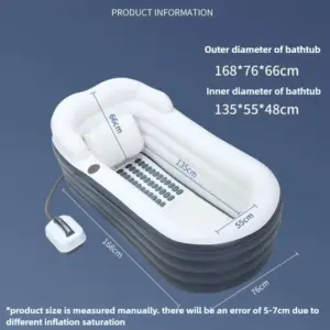 600W SPA Inflatable Bathtub with Bubble Massage Cushion Folding Whirlpool Thickened and Elongated Version with Cushions PVC