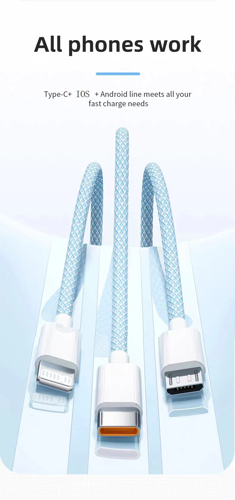 6A 66W 3 in 1 Fast Charging Cable 6A USB Type C Cable USB C Data Cable 3A Micro USB Mobile Phone Cable for Huawei 1.2M/2M/3M 12 kf S4ff4c95347ae4577b9610632fcbfe1a5z