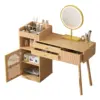 Schminktisch MIT LED-Spiegel und 3-farbiger Beleuchtung, Schminktisch Aus Holz - Maße: Breite 120 / Höhe 90 / Tiefe 40 cm