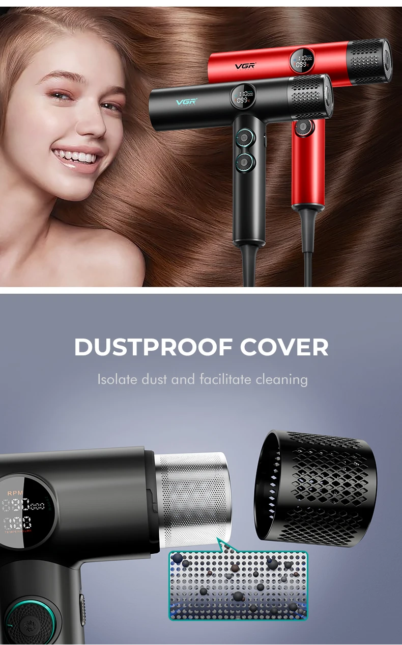 VGR Hair Dryers Professional Air Blower Negative Ion Hair Dryer 110000 RPM Hair Dryer Machine BLDC Motor Barber Salon V-401 15 kf S5168ff27413240abaa07dfbe3291d8aeP