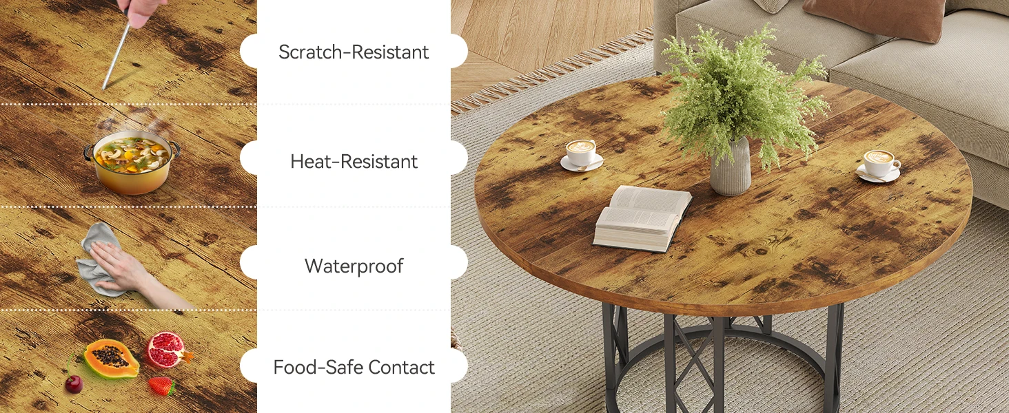 Tribesigns Round Dining Table for 4-6 People, 47-Inch Farmhouse Dinning Room Table Circle Kitchen Table, Industrial Dinner Table 14 kf S51a47c34460649f5a293013e58d9a2e1j