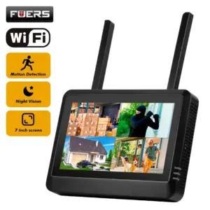 FUERS 7 inch Screen NVR 8CH Wireless NVR Security WIFI System Kit H.265 Surveillance CCTV Audio Video Recorder