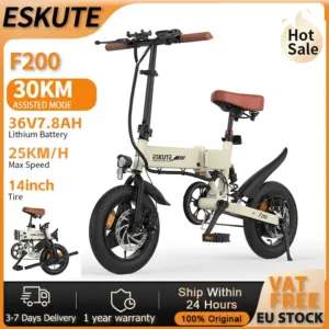 ESKUTE F200 Adult Foldable Electric Bicycle 250W Motor 36V 7.8AH 25km/h Electric Bike 14 Inch Tire Urban Commuting EBike