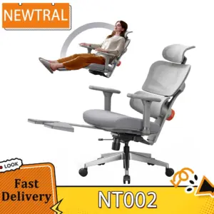 NEWTRAL NT002 Ergonomic Chair Adaptive Lower Back Support with Footrest 4 Recline Angle Adjustable Backrest Armrest Headrest