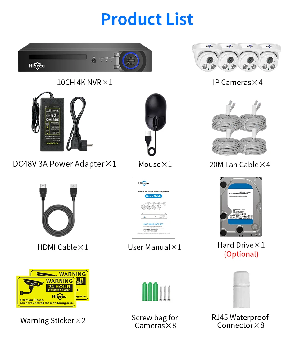 Hiseeu 5MP 3MP H.265 8CH POE Security Surveillance Camera System Kit Set Waterproof Audio Record IP Home CCTV Video NVR 27 kf S53f7df68d87e4adbaacc7fa68489a3294