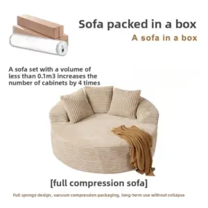 Vacuum Compression Sofa, Round Single Rabbit Plush Sofa, Pure Sponge Sofa Bed, Frameless Living Room Compression Sofa