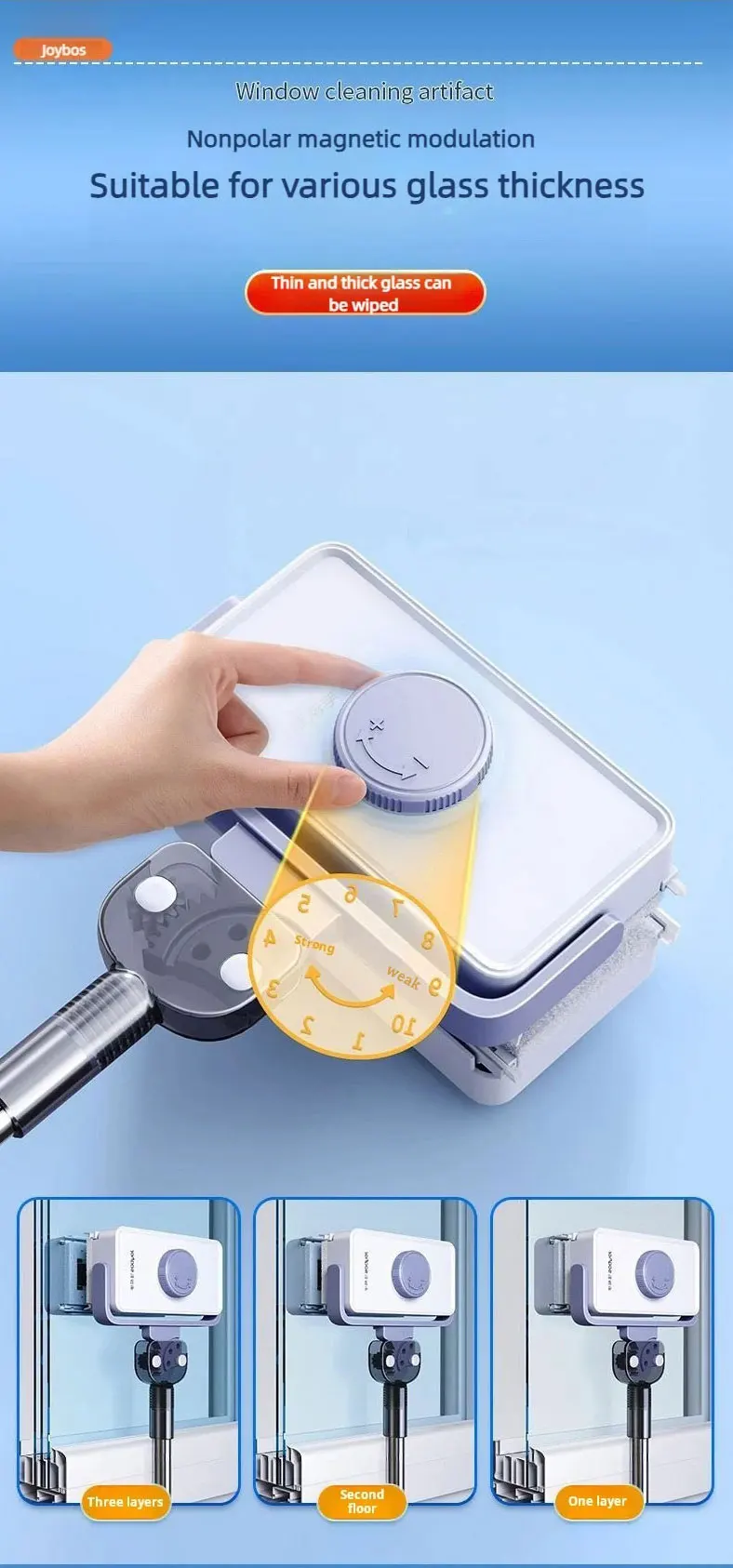 Window Cleaner JOYBOS Unlimited Adjustable Magnetic Glass Professional Double With Telescopic Rod Window For Home Cleaning Brush 9 kf S55a2eede79764bfcb95c0088845bf257V