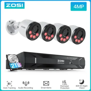 ZOSI 8CH 3K PoE CCTV Security Cameras System 5MP H.265 NVR Recorder With Audio 4MP HD Outdoor IP Video Surveillance Cameras Kit