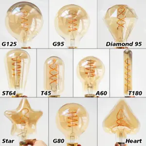 E27 LED Filament Light Bulb 220V 4W A60 ST64 T45 T185 G80 G95 G125 Retro Vintage ampoules LED Edison Lamp Spiral Bulb For Home 4 kf S5617ac38ff804c04ac0c199333732ac3s