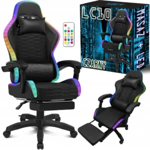 Ergonomic Gaming Chair with LED Massage, Comfortable Desk Chair, Perfect for Players-LC10 with Footrest 150kg