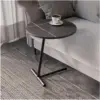 Sofa Coffee Tv End Table Bed Side Armrest Dinner Tray Couch Arm Living Room C Shaped with Metal Frame Base for Bedroom Spa