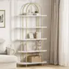 5 Tier Bookcase Arched Display Racks Tall Standing Bookshelf Metal Frame Modern Storage Rack for Bedroom Living Room Home Office