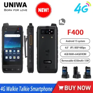 NOWY smartfon UNIWA F400 4G Zello Walkie Talkie z globalną edycją, 4" z systemem Android 15, 5,0 MP, 13 MP, 4 GB + 64 GB, 4350 mAh, 15 W, PoC, radio, SOS, NFC