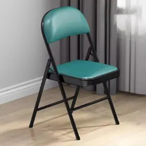 Folding Chair, Metal Foldable Chair, Outdoor Folding Chairs, Home Office Student Study Chairs(Black frame+green)