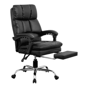 Office Chair Leather Desk Chair with Foot Rest Ergonomic Back Support Soft and Comfortable Computer Chair for Home Gaming
