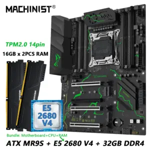 MACHINIST X99 MR9S Motherboard kit LGA2011-3 Xeon E5 2680 V4 cpu 32GB DDR4 Four channel TPM 2.0 Interface NVME M.2 USB3.0