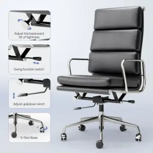 Adjustable Genuine Leather Office Chair with Lumbar Support Alloy Arms Base Executive Chair Ergonomic Desk Computer Chairs 3 kf S5b1f19f091c742bcbac95d33b7d8ad10t