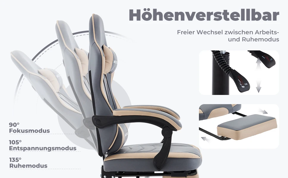 WOTSTA Gaming Chair with Footrest Gamer Chairs Ergonomic with Lumbar Cushion Headrest Chair Height Adjustable Computer Chair 8 kf S5b4d6b932ecc4f3d95193a4d9b87ed75v