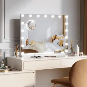 Lighted vanity mirror, dressing table mirror with 15/17 LEDs and 3 color temperatures, cosmetic mirror with touch control.