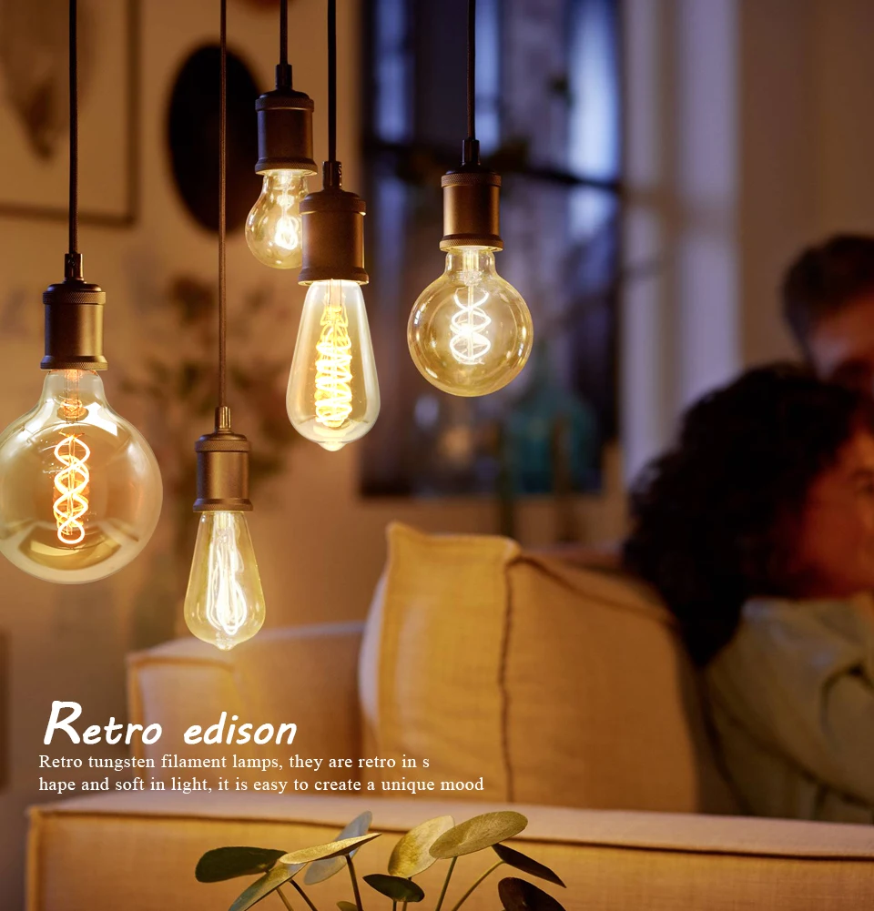 E27 LED Filament Light Bulb 220V 4W A60 ST64 T45 T185 G80 G95 G125 Retro Vintage ampoules LED Edison Lamp Spiral Bulb For Home 7 kf S5b8d535feb154dcd98d71ad35a9dad16L