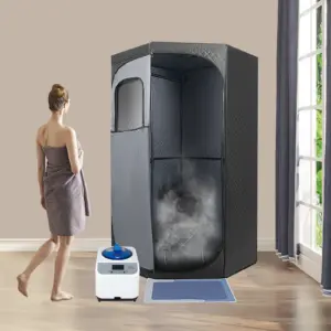 220V Portable Steam Sauna Box Indoor Personal Home Spa Sauna Kit with Foldable Chair Remote Control Home Relaxation Steam Room