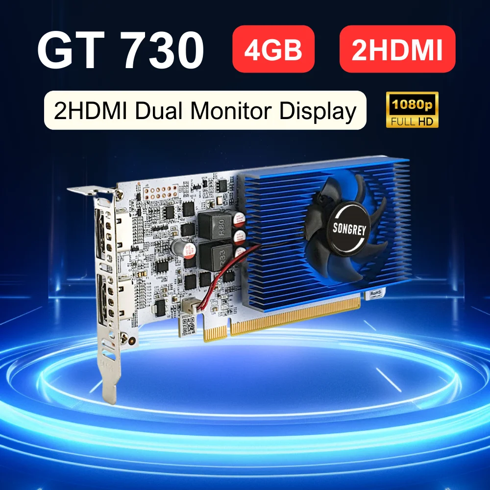 SRhonyra GT730 4GB Graphics Card 1080P Low Profile GPU DDR3 2HDMI 2 Monitor Display PCI-E2.0 16X ,Computer GPU,1Year Warranty 14 kf S5d62ecbad37c45dfa390e5e30d8a765dV