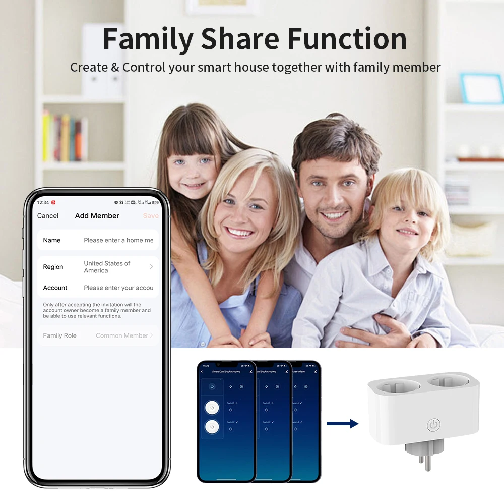 TNCE tuya wifi Dual plug 16A eu 2 socket in 1 Power Monitor Smart life Remote Control Timer Voice with Google Home Alexa Alice 13 kf S5f4ab78b58e64b62a393be92982b61e5Y