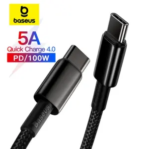 Kabel Baseus 100 W typu C do iPhone'a 15 USB C PD, szybka ładowarka, przewód do Macbooka, Samsunga, Xiaomi, typu C, kabel USB C