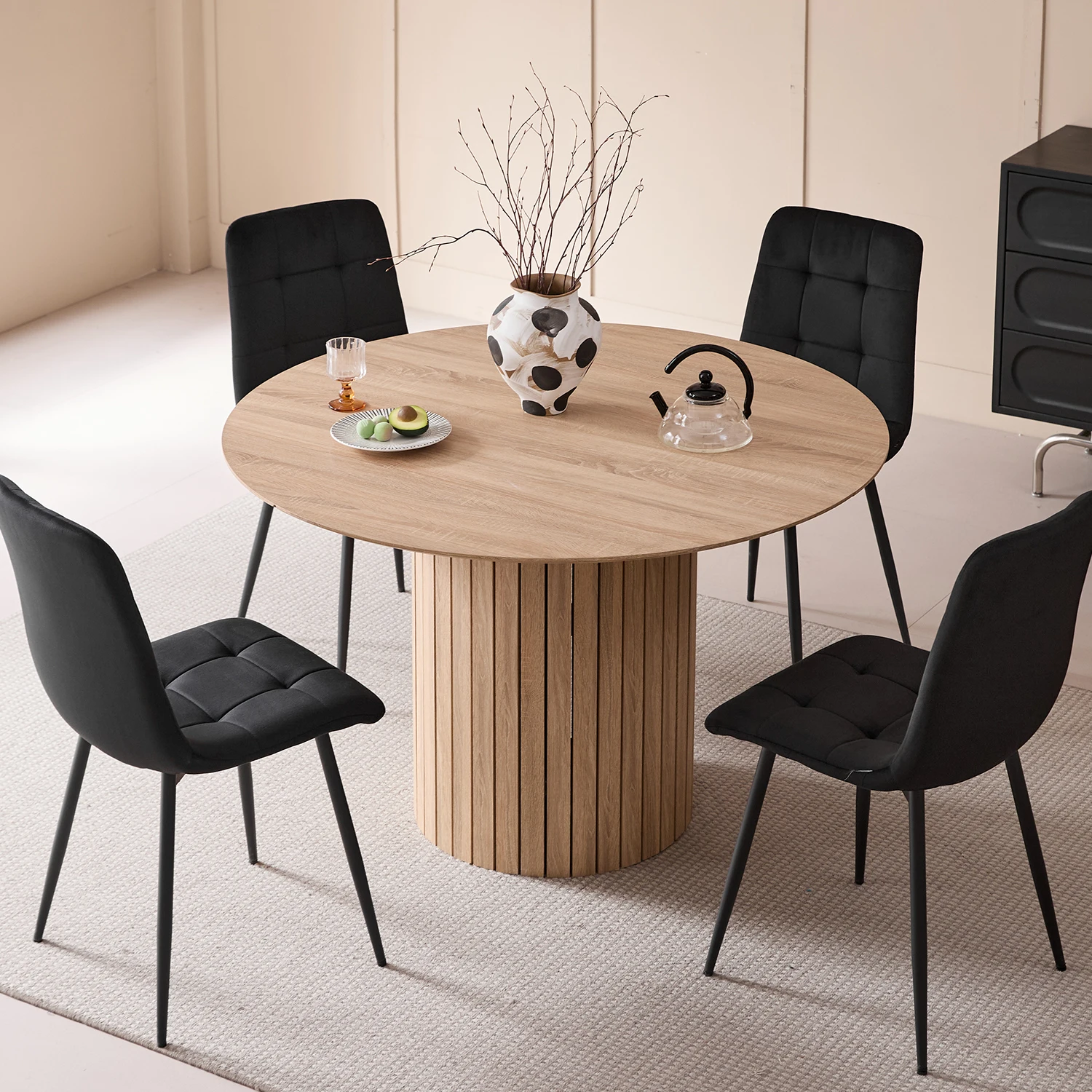 Nordic Round Table Solid Wood Dining Table Organizer Library Center Rounded Table Balcony Living Room Esstische Home Furniture 15 kf