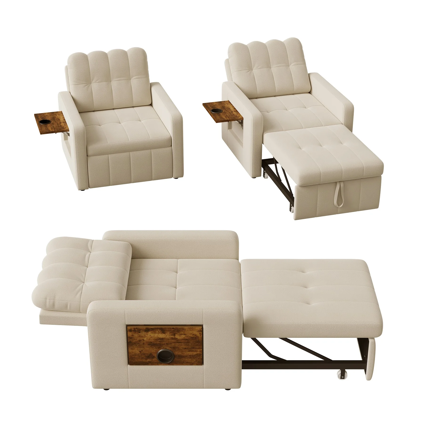 Rosahqnda Folding Sofa Bed,Sleeping Chair with Adjustable Backrest&table&Side Pocket,Relaxing Chair for Living Room,Bedroom 20 kf S60e080c9b0454500b5ca3c0b156c647dv