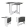 Folding Kitchen Table/Living Room Table 102.5 x 76 x 73 cm Dining Table for 4 to 6 people - White/Concrete