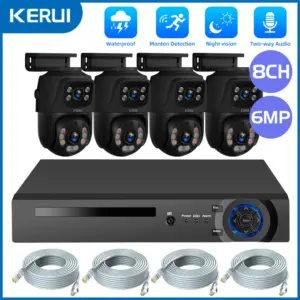KERUI 8CH 6MP HD POE Home Security Camera System Dual Lens Outdoor IP Camera Video Surveillance NVR Kit CCTV Human Detection